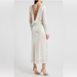 Wayf
Women's White Kieran Sequin Cowl Back Long Sleeve Cocktail Dress